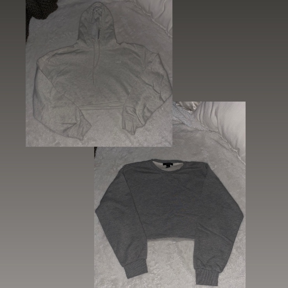 Cropped crew neck and hoodie